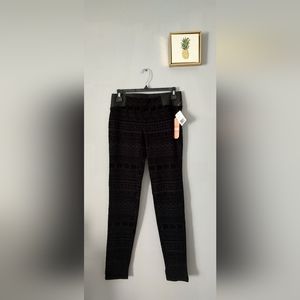 Leggings Women Style Velvet Gb  Color Black Elastic Waist Size Medium New